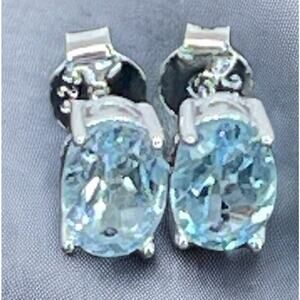 LUXY Gems Natural Blue Topaz (1.8 cts.) Sterling Silver Earrings Luxury Fashion
